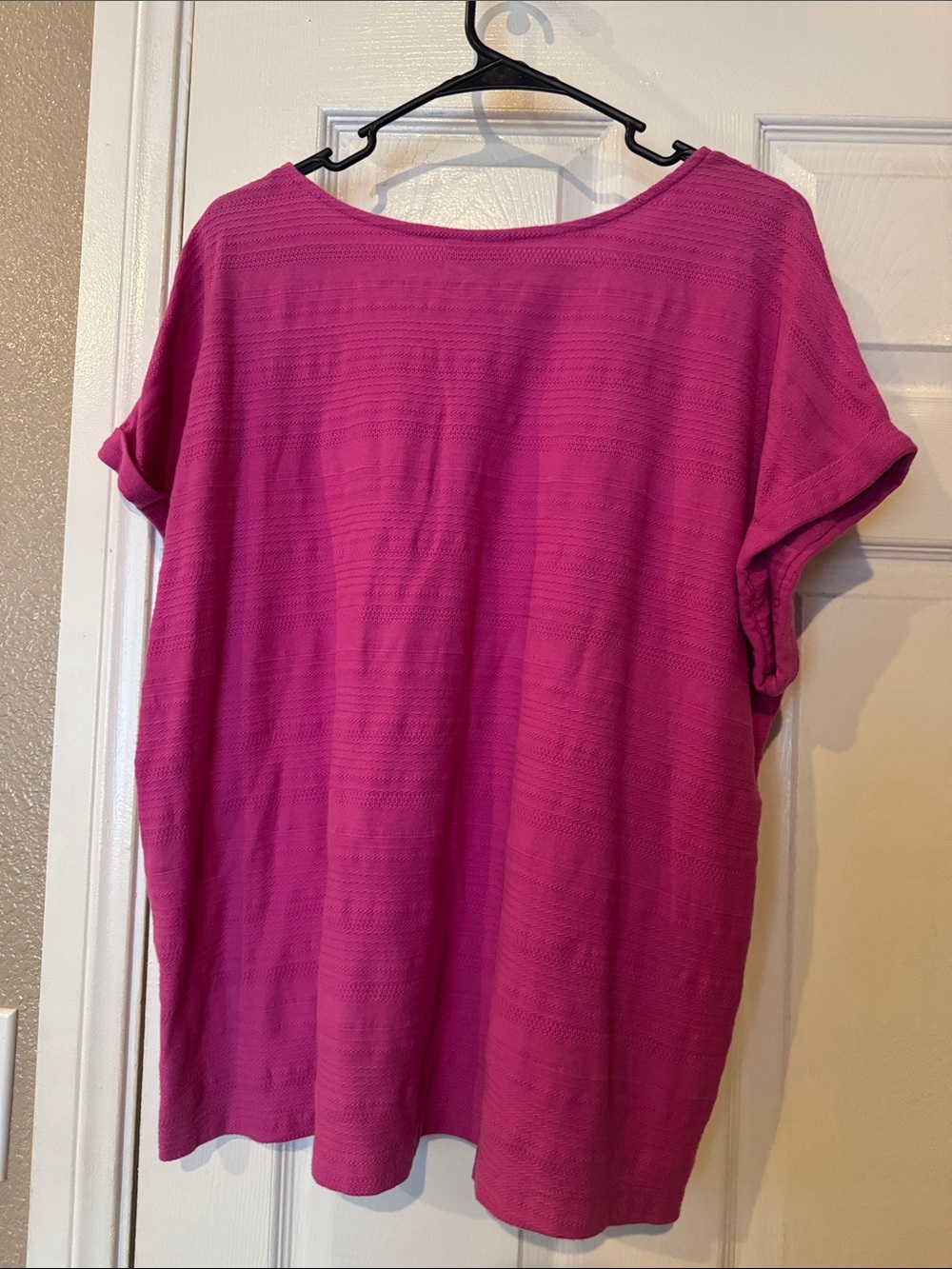 St. John's Bay Bright Fuchsia Short Sleeve Knit Tee - Picture 5 of 6